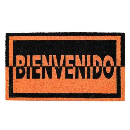 Felpudo de coco antideslizante 40x70 - Bienvenido negro amarillo