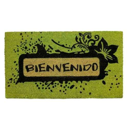 Felpudo de coco antideslizante 40x70 - Bienvenido verde