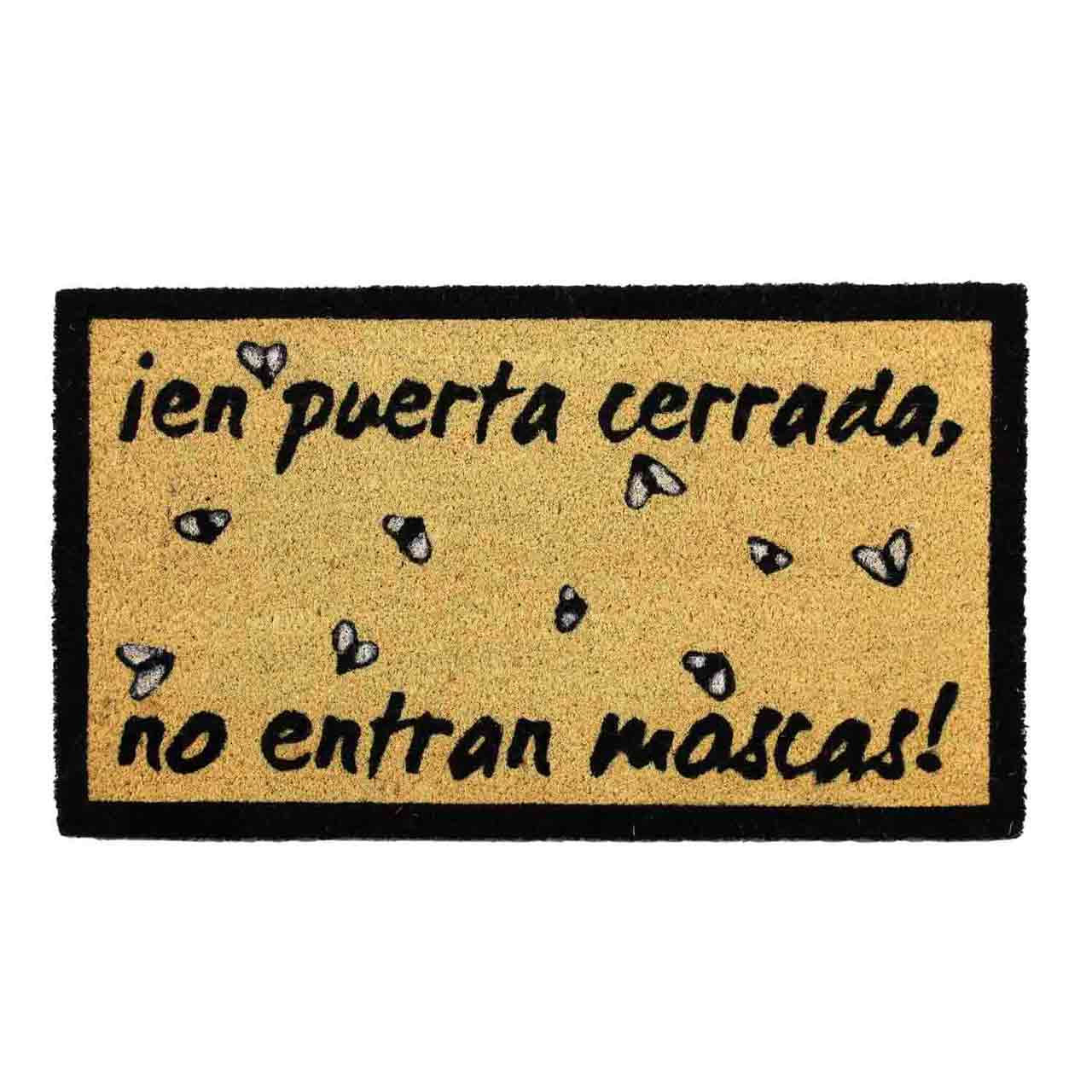 Felpudo de coco antideslizante 40x70 - En puerta cerrada no entran moscas