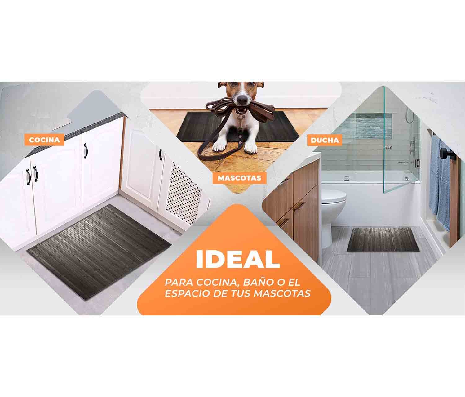 Alfombra de bambú antideslizante Uganda – Dark Grey varios tamaños - Imagen 5