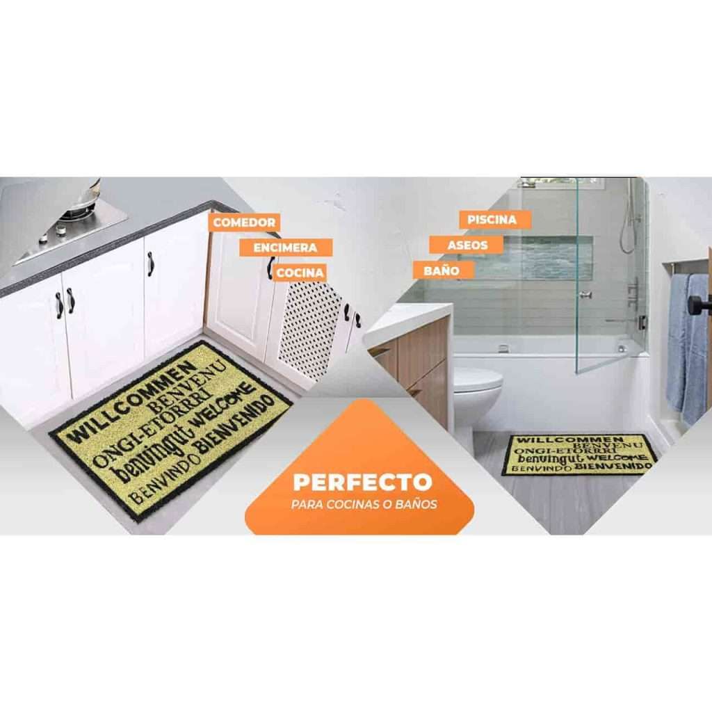 Felpudo de coco antideslizante 40x70 - Bienvenido en varios idiomas - Imagen 6