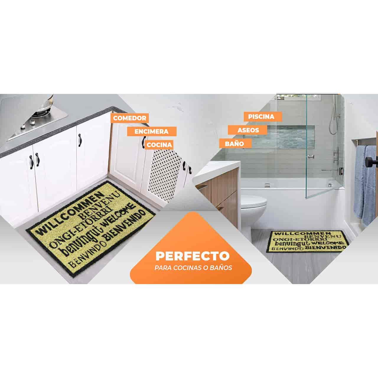 Felpudo de coco antideslizante 40x70 - Bienvenido en varios idiomas - Imagen 6