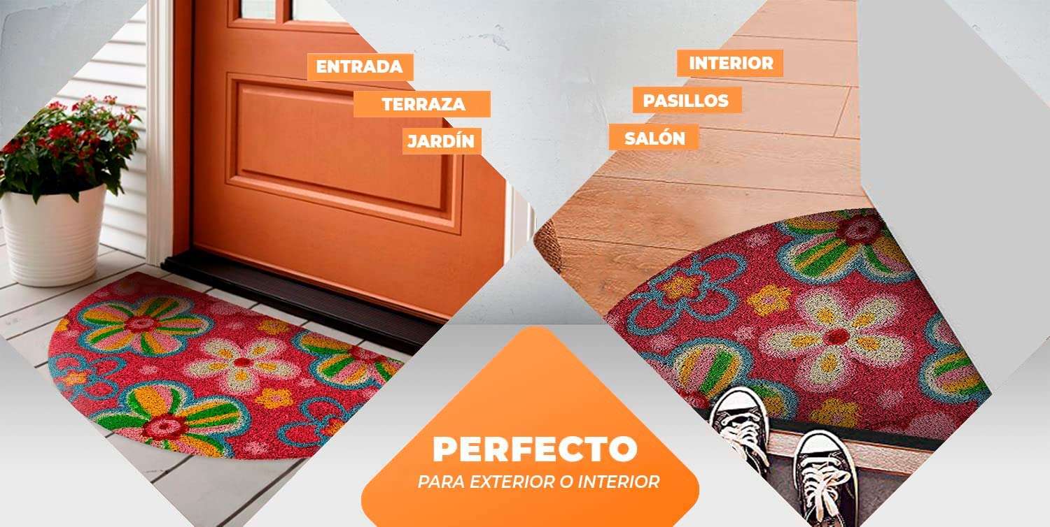 Felpudo de coco antideslizante 40x70 - Mil flores - Imagen 5