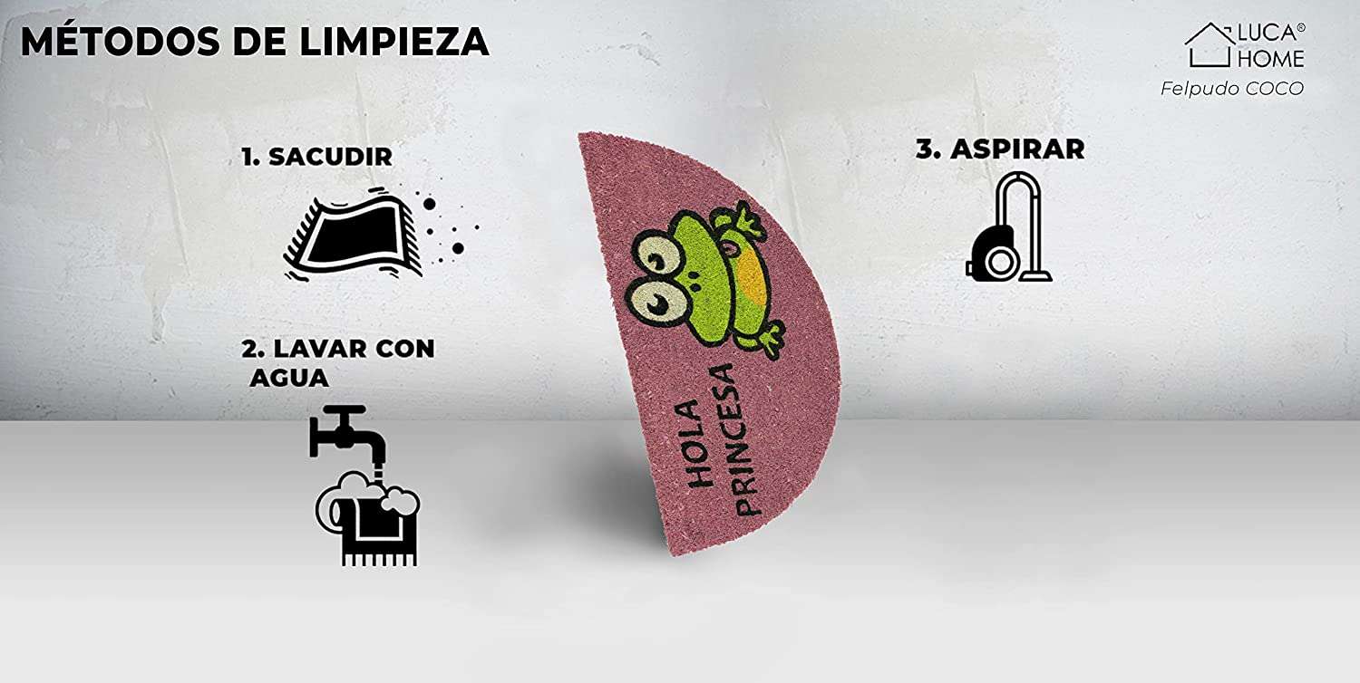 Felpudo de coco antideslizante 40x70 - Rana hola princesa - Imagen 7