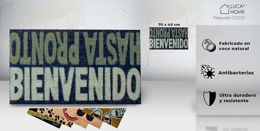 Felpudo de coco antideslizante 40x70 - Bienvenido y hasta pronto - Imagen 2