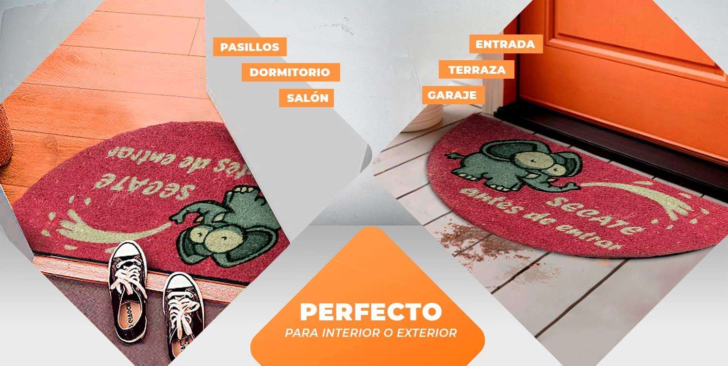 Felpudo de coco antideslizante 40x70 - Elefante secate antes de entrar - Imagen 5