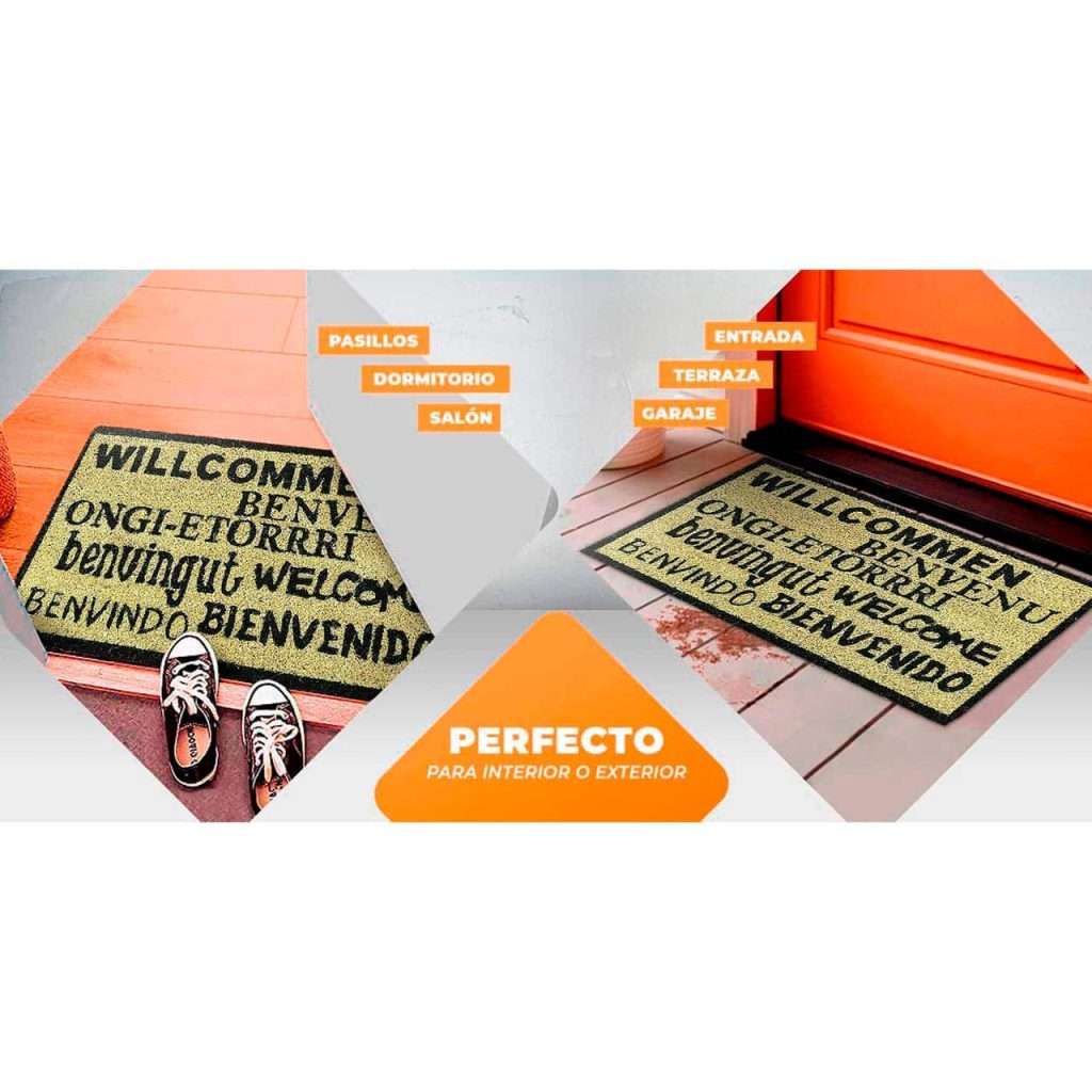 Felpudo de coco antideslizante 40x70 - Bienvenido en varios idiomas - Imagen 5