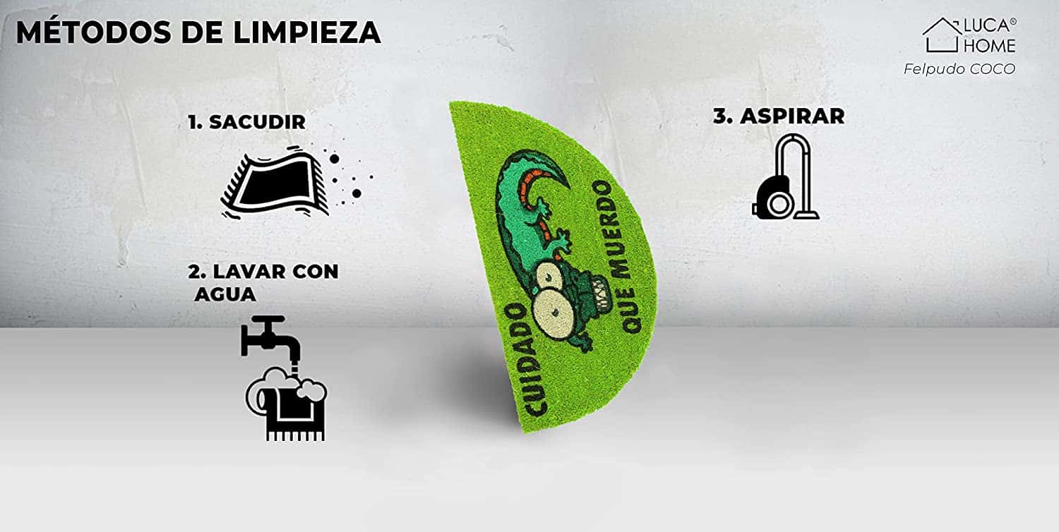 Felpudo de coco antideslizante 40x70 - Cocodrilo cuidado que muerdo - Imagen 7