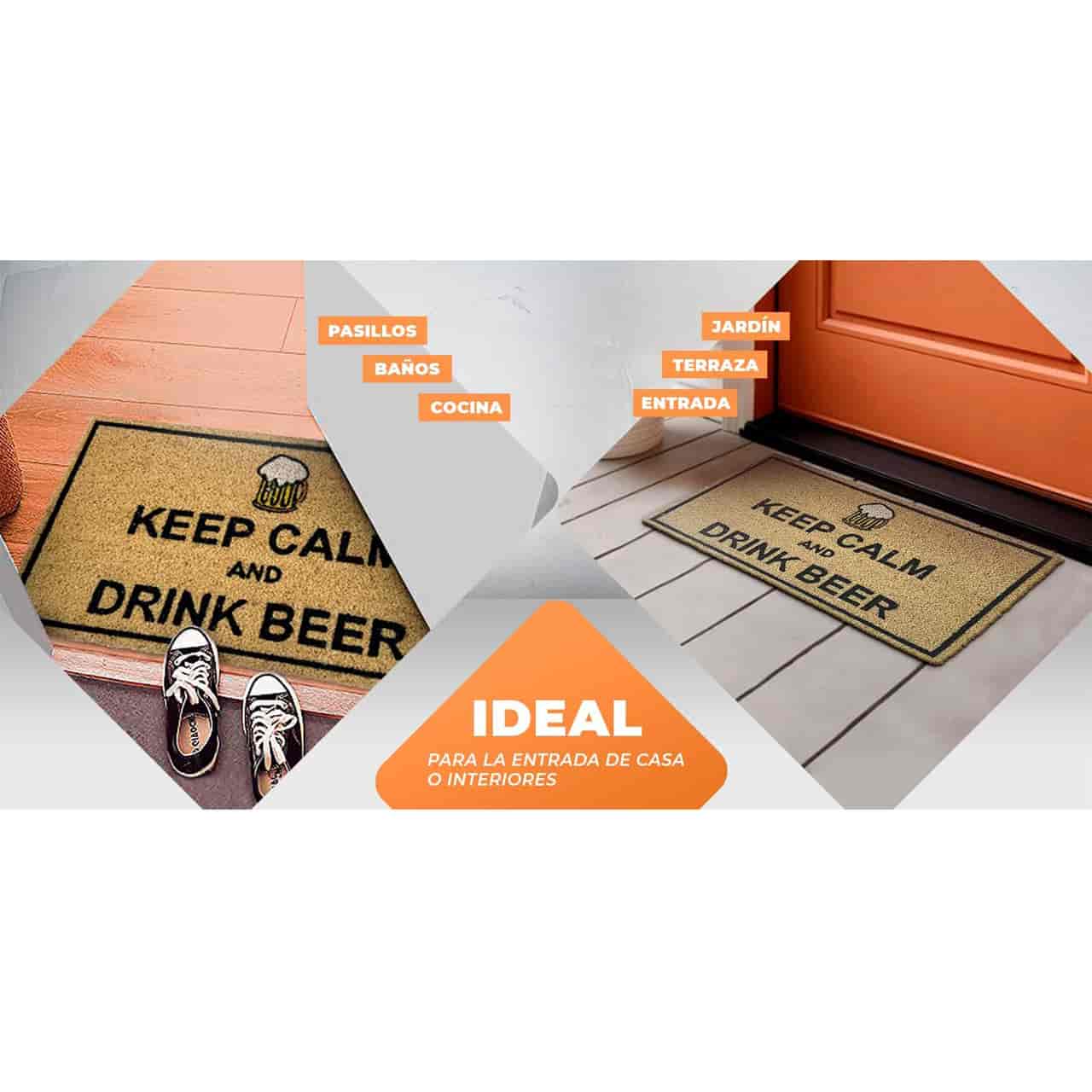 Felpudo de coco antideslizante 40x70 - Keep Calm and Drink Beer - Imagen 5