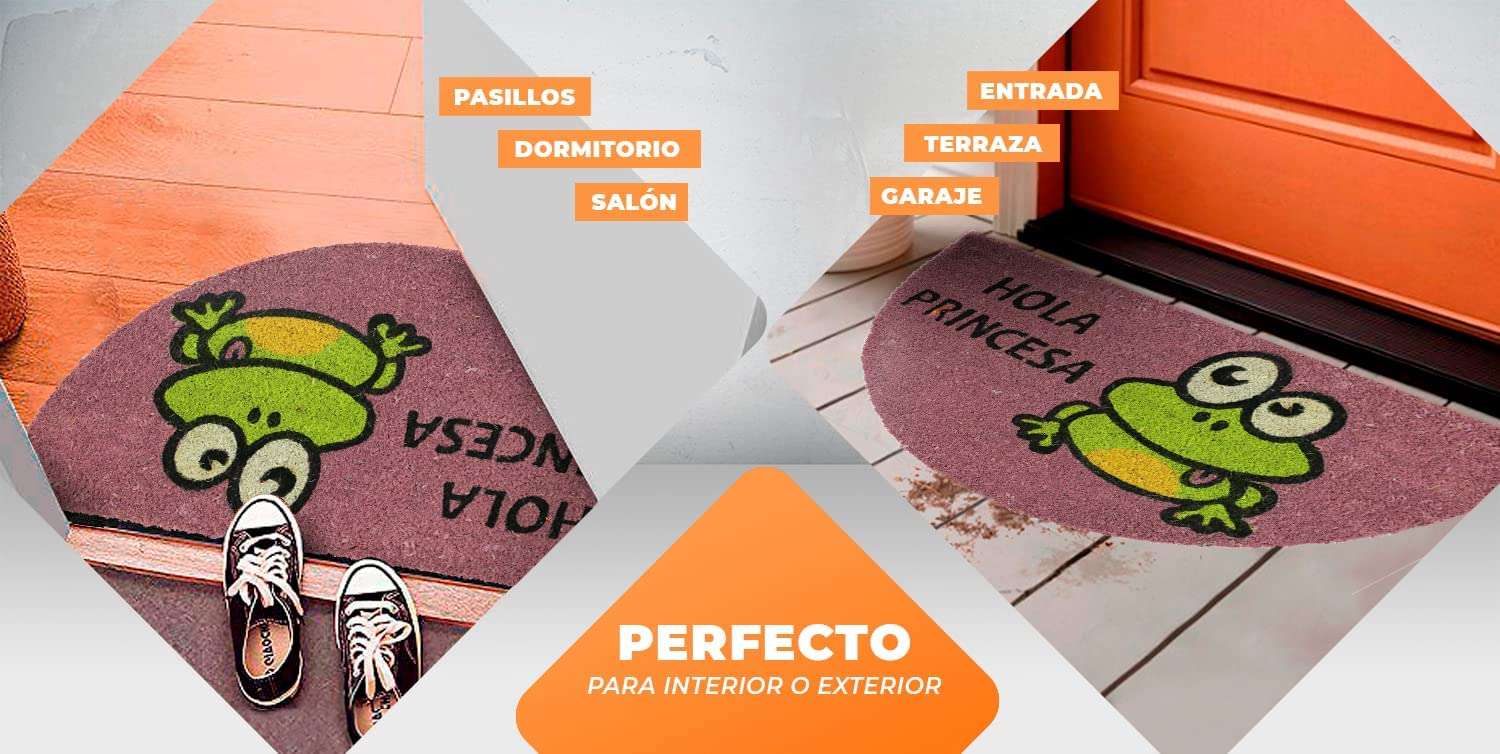 Felpudo de coco antideslizante 40x70 - Rana hola princesa - Imagen 5