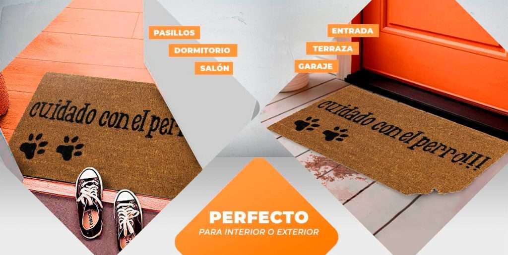 Felpudo de coco antideslizante 40x70 - Cuidado con el perro - Imagen 5