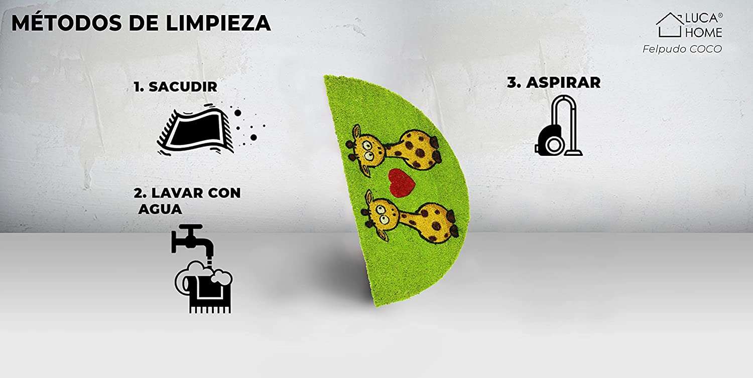 Felpudo de coco antideslizante 40x70 - Jirafas corazon - Imagen 7