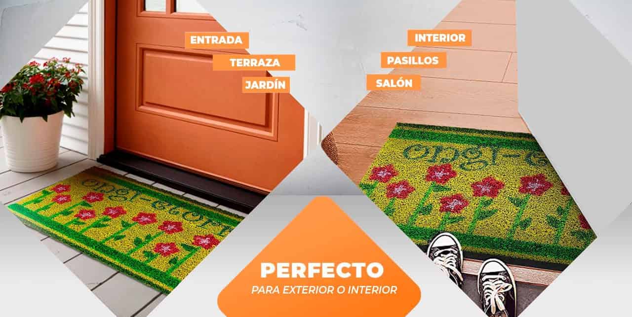 Felpudo de coco antideslizante 40x70 - Ongi Etorri flores - Imagen 5