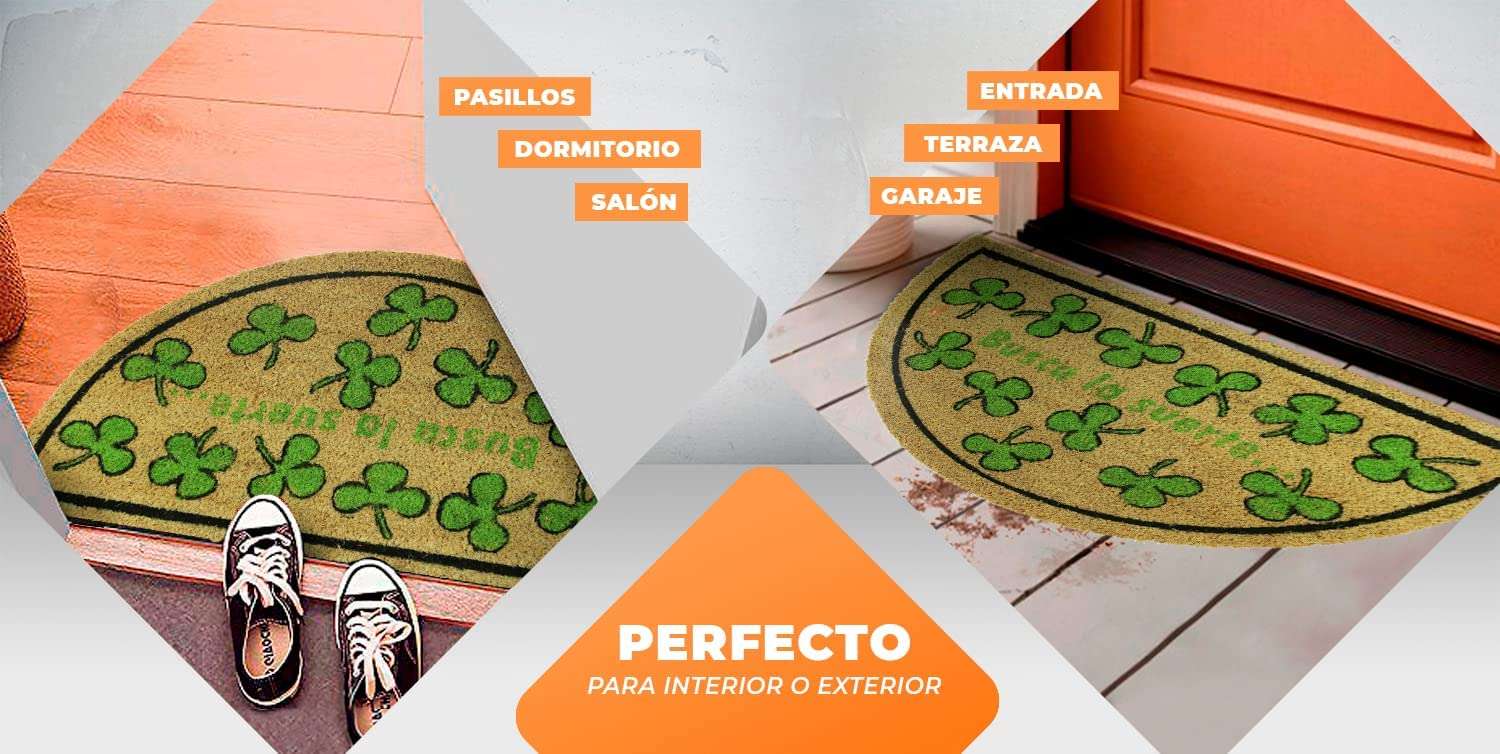 Felpudo de coco antideslizante 40x70 - Treboles - Imagen 5
