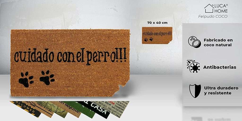 Felpudo de coco antideslizante 40x70 - Cuidado con el perro - Imagen 2