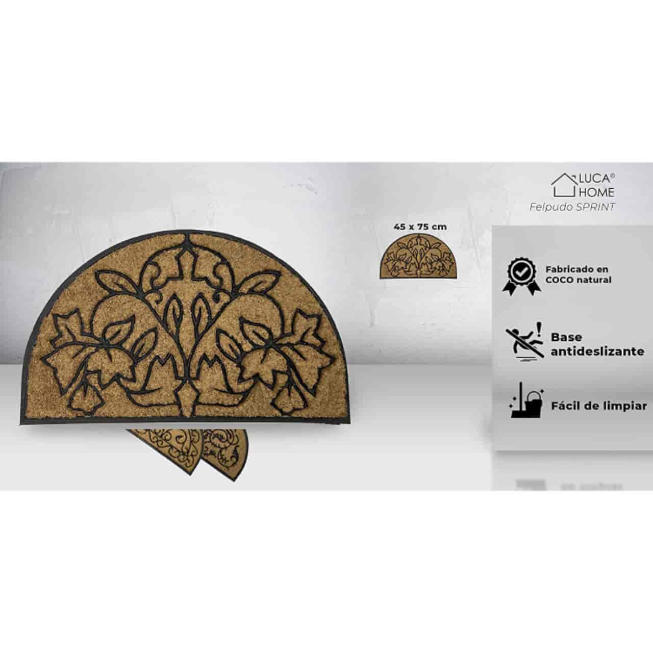 felpudo media luna de coco y goma resistente