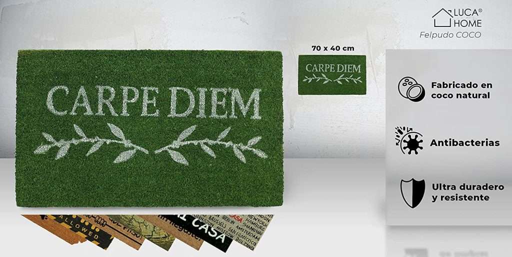 Felpudo de coco antideslizante 40x70 - Carpe Diem - Imagen 2