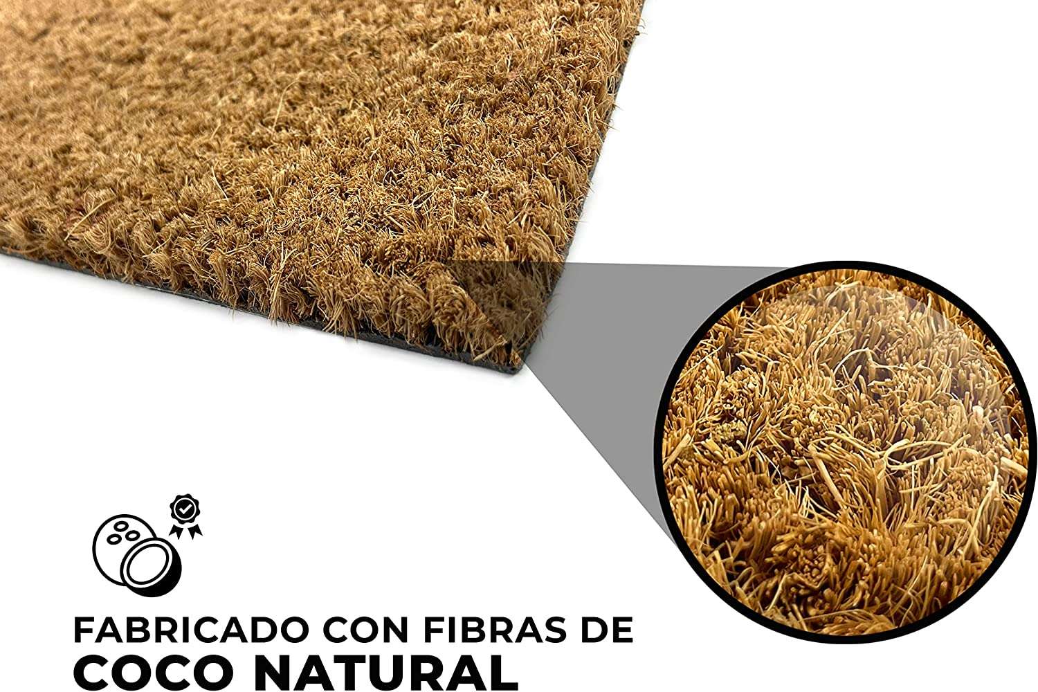 Felpudo de coco antideslizante 40x70 - Bienvenido en varios idiomas - Imagen 3