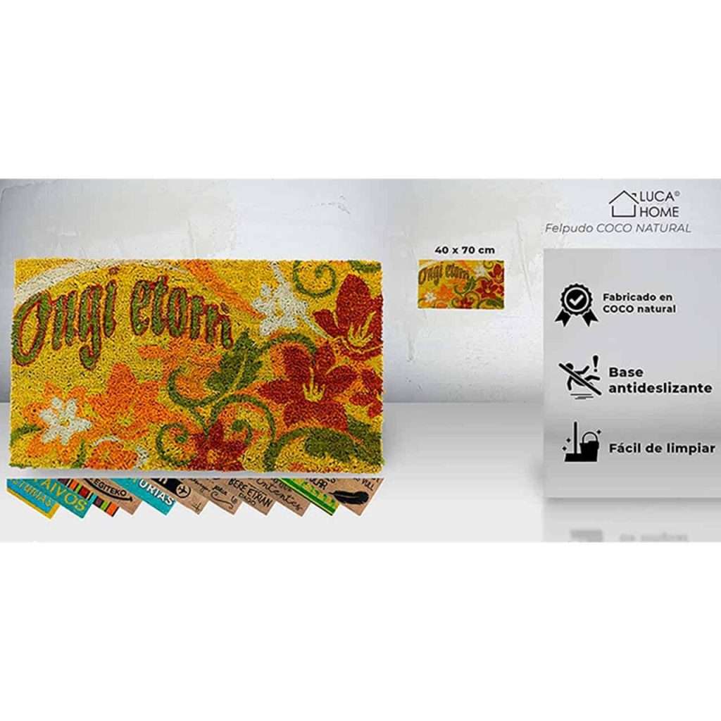 Felpudo de Coco Ongi Etorri flor 40x70 | Luca Home - Imagen 2