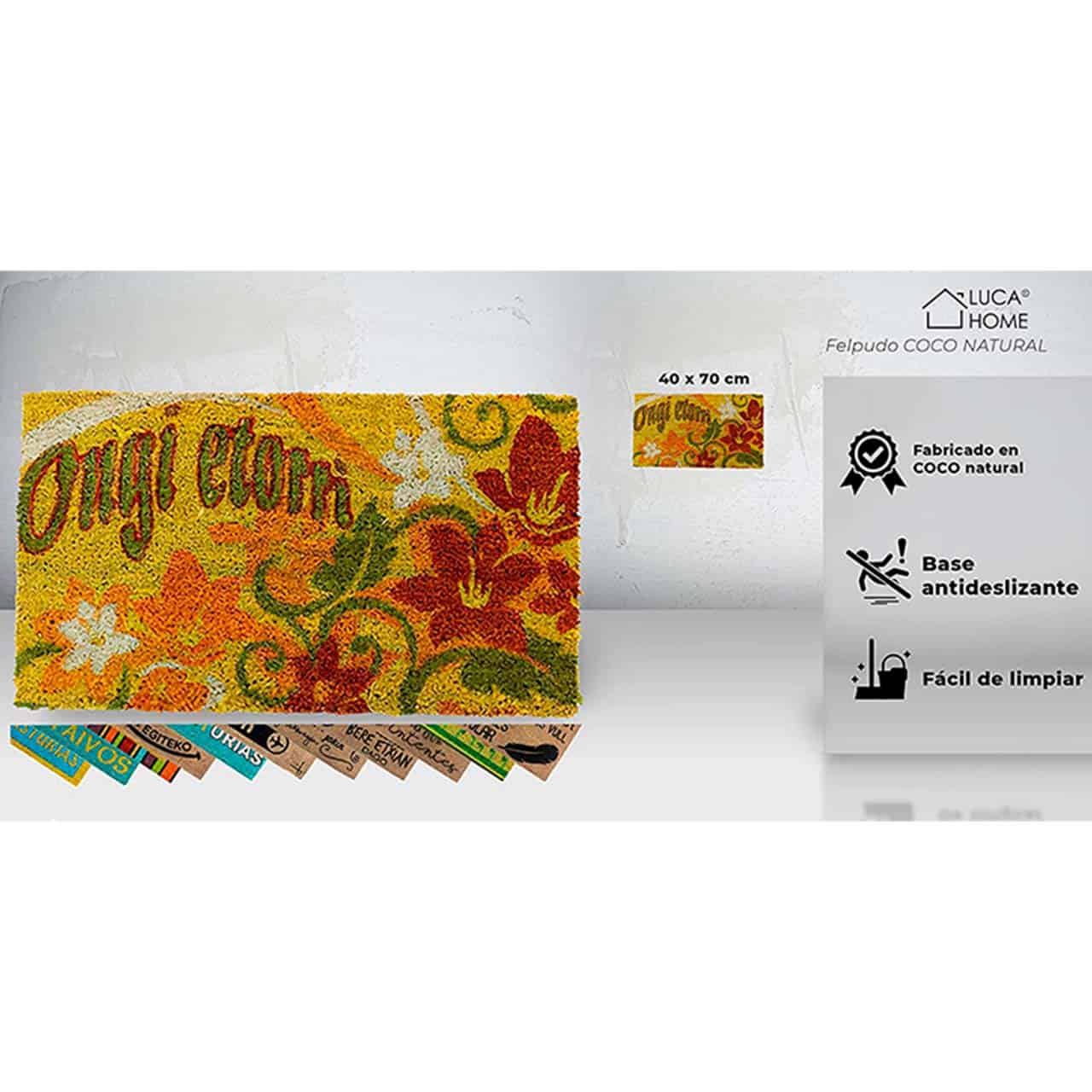 Felpudo de Coco Ongi Etorri flor 40x70 | Luca Home - Imagen 2