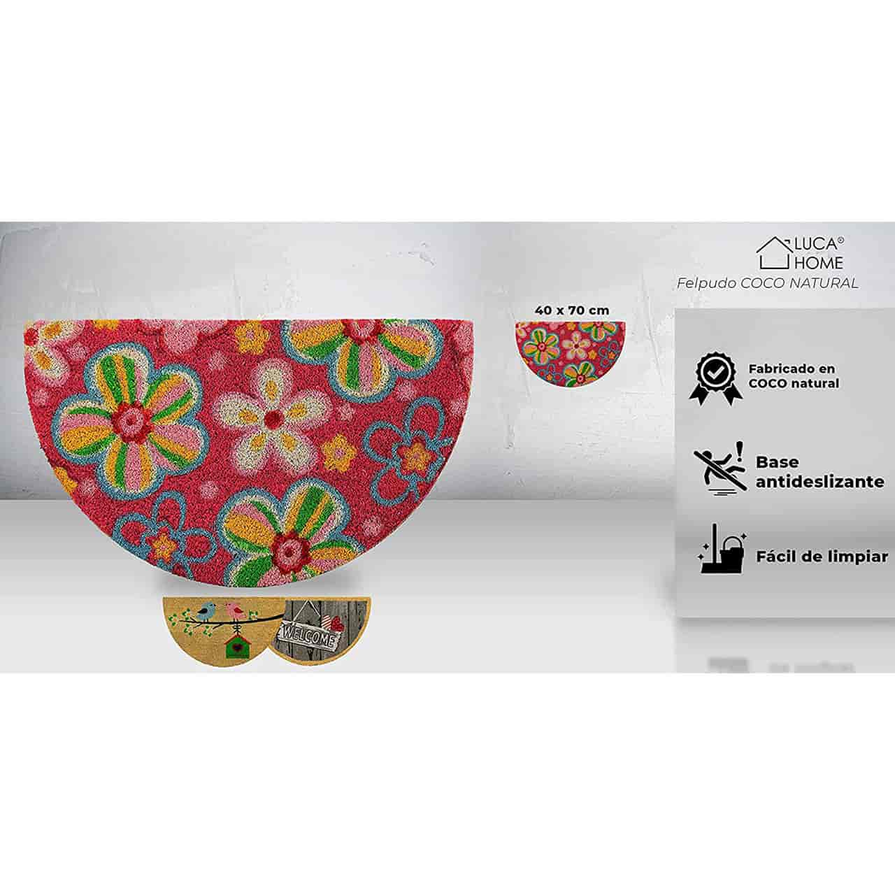 Felpudo de coco antideslizante 40x70 - Mil flores - Imagen 2