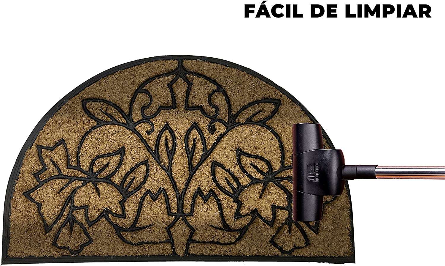 felpudo semicircular de coco y cenefa facil de limpiar