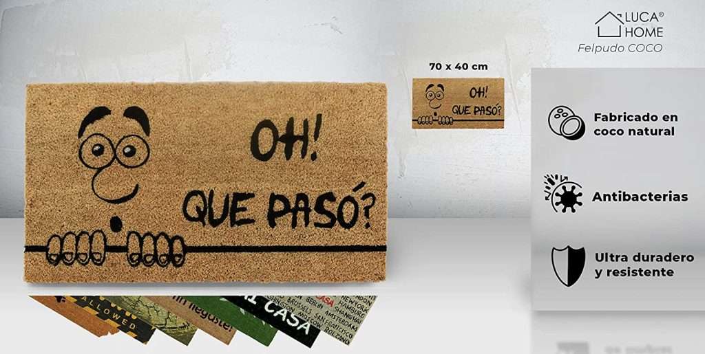 Felpudo de coco antideslizante 40x70 - Que paso - Imagen 2