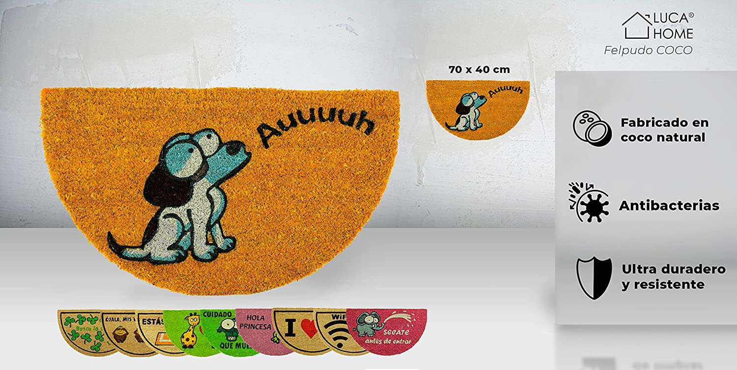 Felpudo de coco antideslizante 40x70 - Perro auuu - Imagen 2