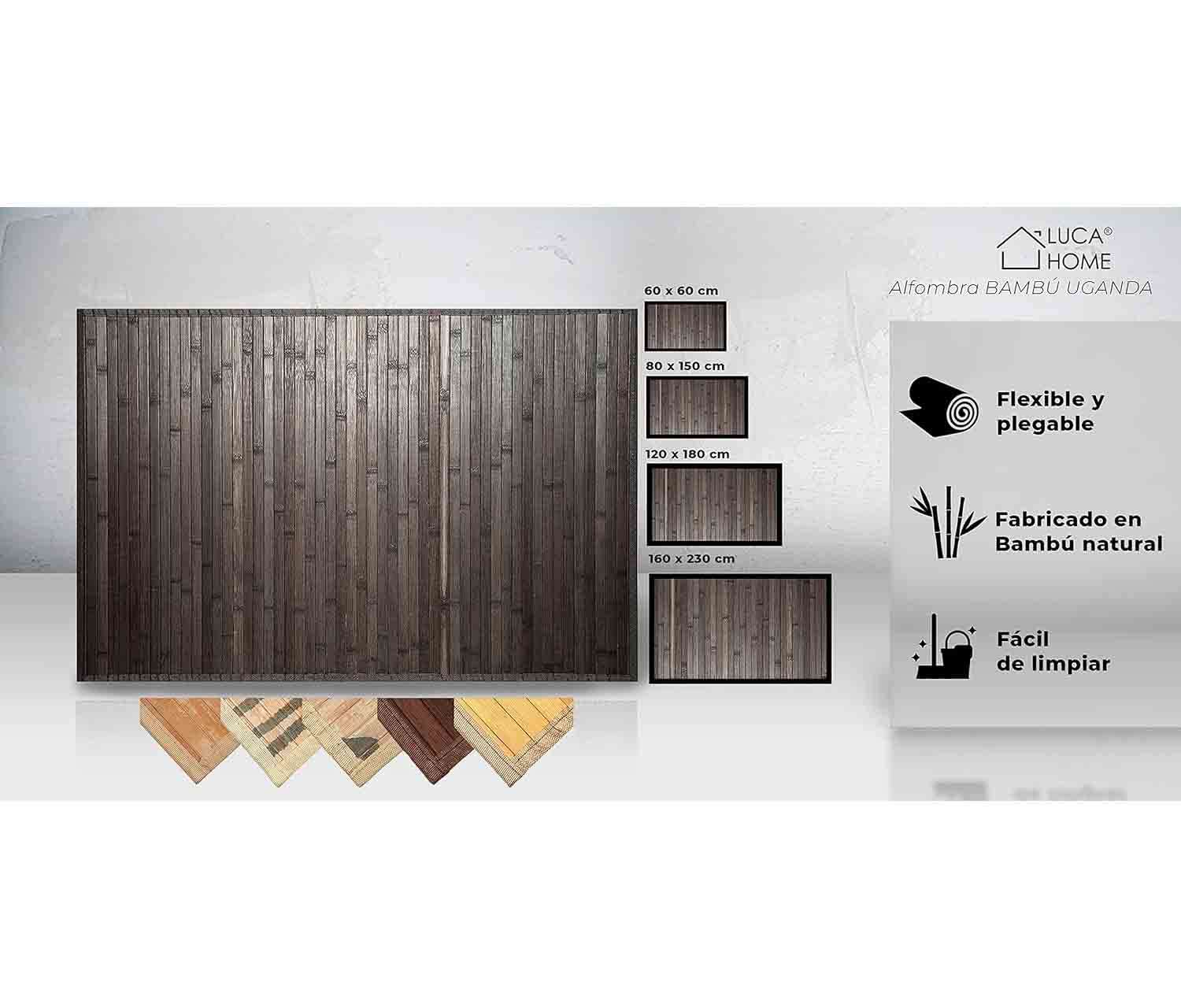 Alfombra de bambú antideslizante Uganda – Dark Grey varios tamaños - Imagen 2