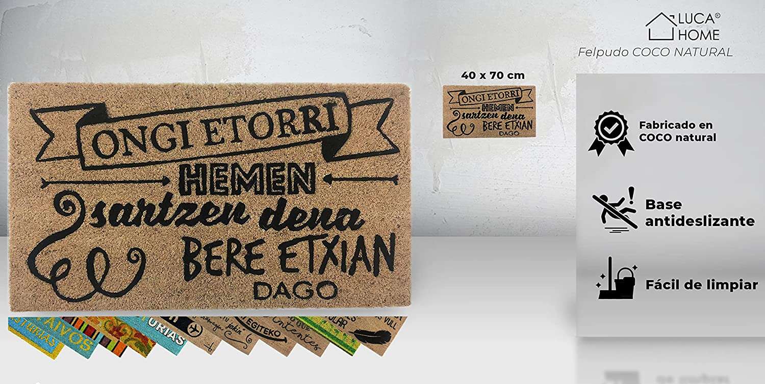 Felpudo de coco Ongi Etorri 40x70 | Luca Home - Imagen 2