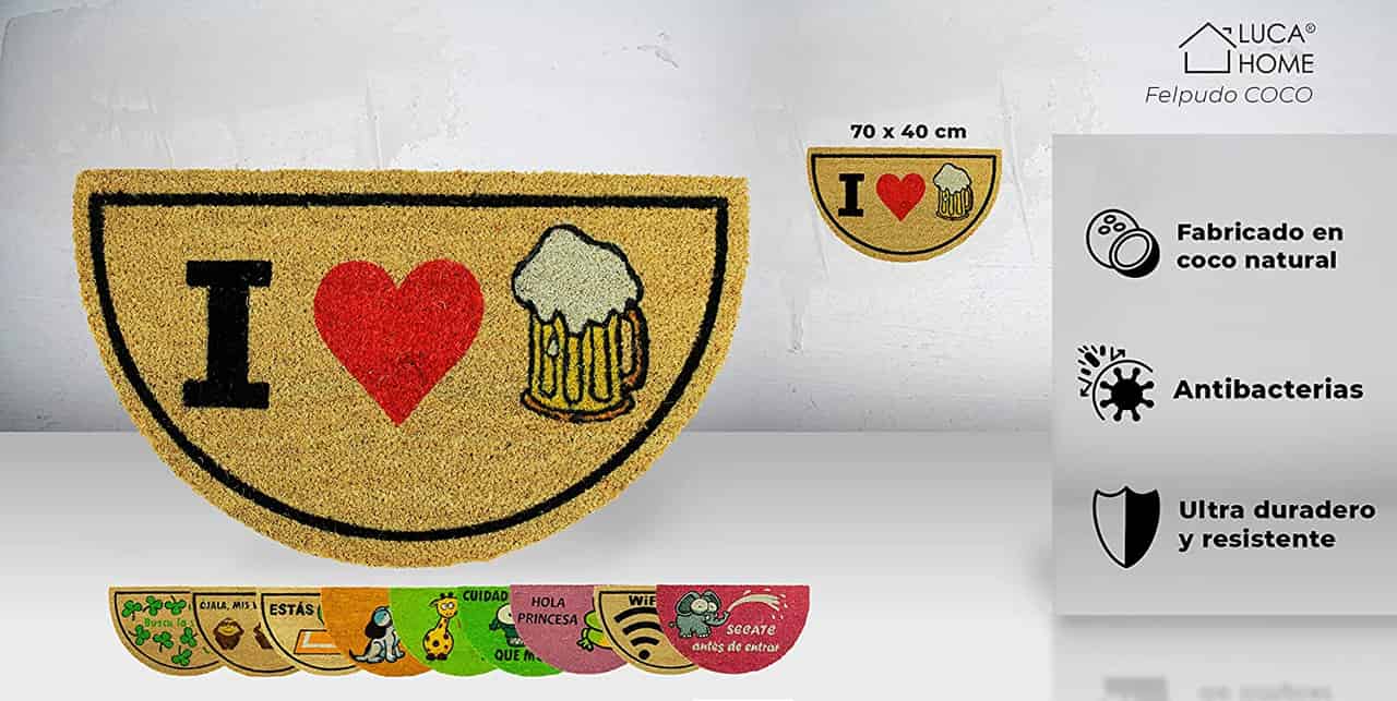 Felpudo de coco antideslizante 40x70 - I love beer - Imagen 2