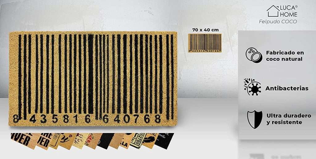 Felpudo de coco antideslizante 40x70 - Codigo Barras - Imagen 2