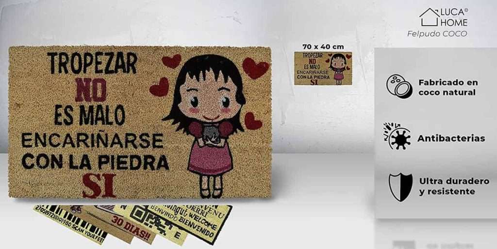 Felpudo de coco antideslizante 40x70 - Tropezar no es malo - Imagen 2