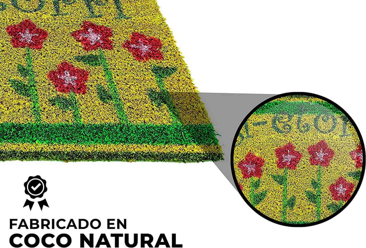 Felpudo de coco antideslizante 40x70 - Ongi Etorri flores - Imagen 3