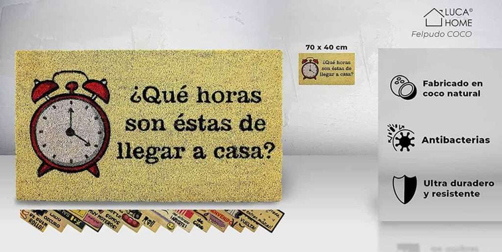 Felpudo de coco antideslizante 40x70 - ¿Que horas son estas de llegar a casa? - Imagen 2