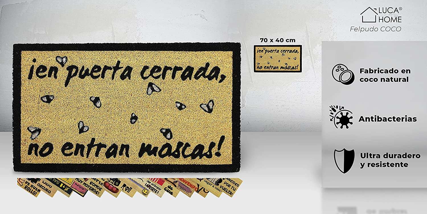 Felpudo de coco antideslizante 40x70 - En puerta cerrada no entran moscas - Imagen 2