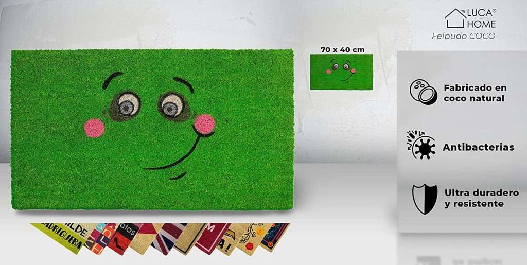 Felpudo de coco antideslizante 40x70 - Cara feliz - Imagen 2