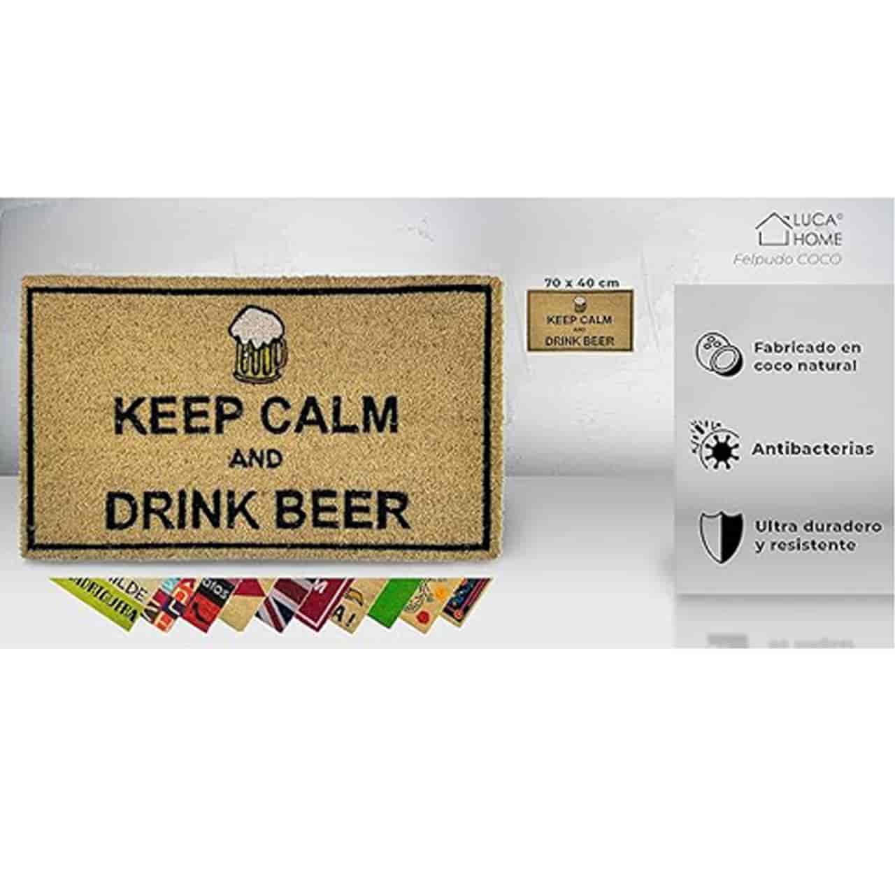 Felpudo de coco antideslizante 40x70 - Keep Calm and Drink Beer - Imagen 2