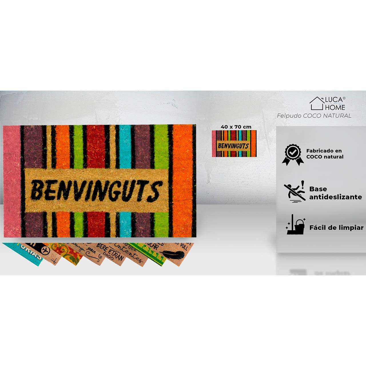 Felpudo de coco antideslizante 40x70 - Benvinguts - Imagen 2