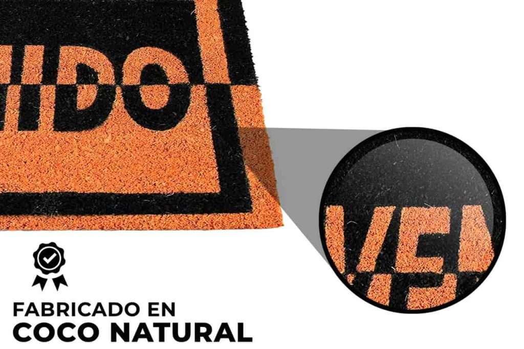 Felpudo de coco antideslizante 40x70 - Bienvenido negro amarillo - Imagen 3
