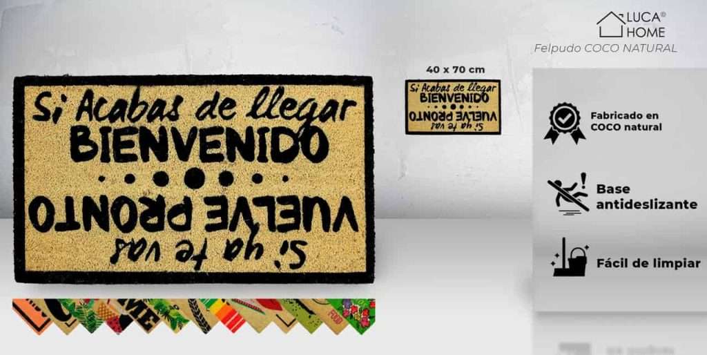 Felpudo de coco antideslizante 40x70 - Bienvenido vuelve pronto - Imagen 2