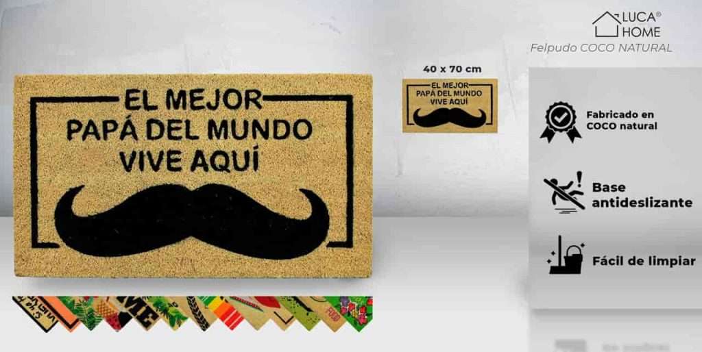 Felpudo de coco antideslizante 40x70 - Feliz día Papá - Imagen 2