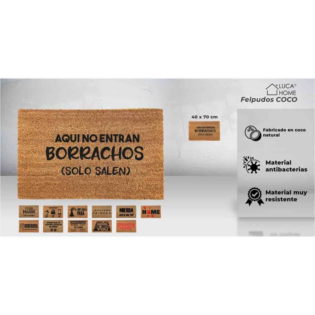 Felpudo de coco antideslizante 40x70 – Borrachos - Imagen 2