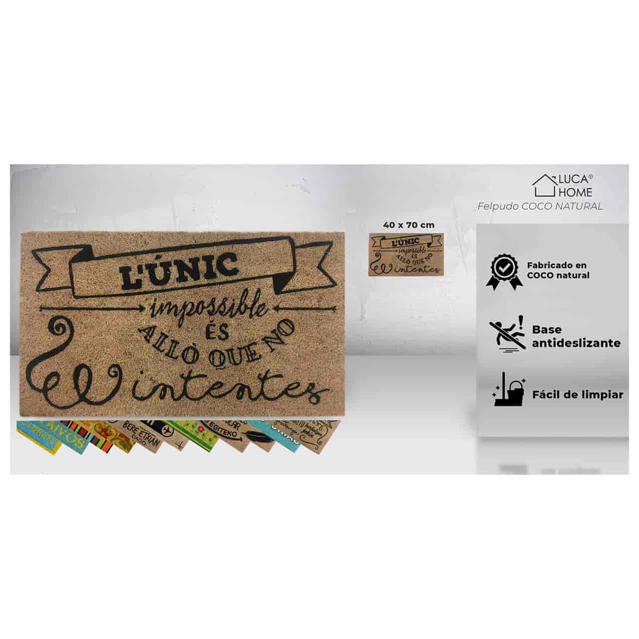 Felpudo de coco antideslizante 40x70 - L'unic impossible.. - Imagen 2