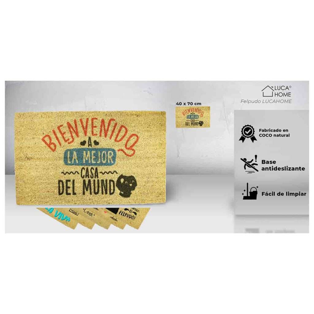 Felpudo de coco antideslizante 40x70 – mejor casa del mundo - Imagen 2