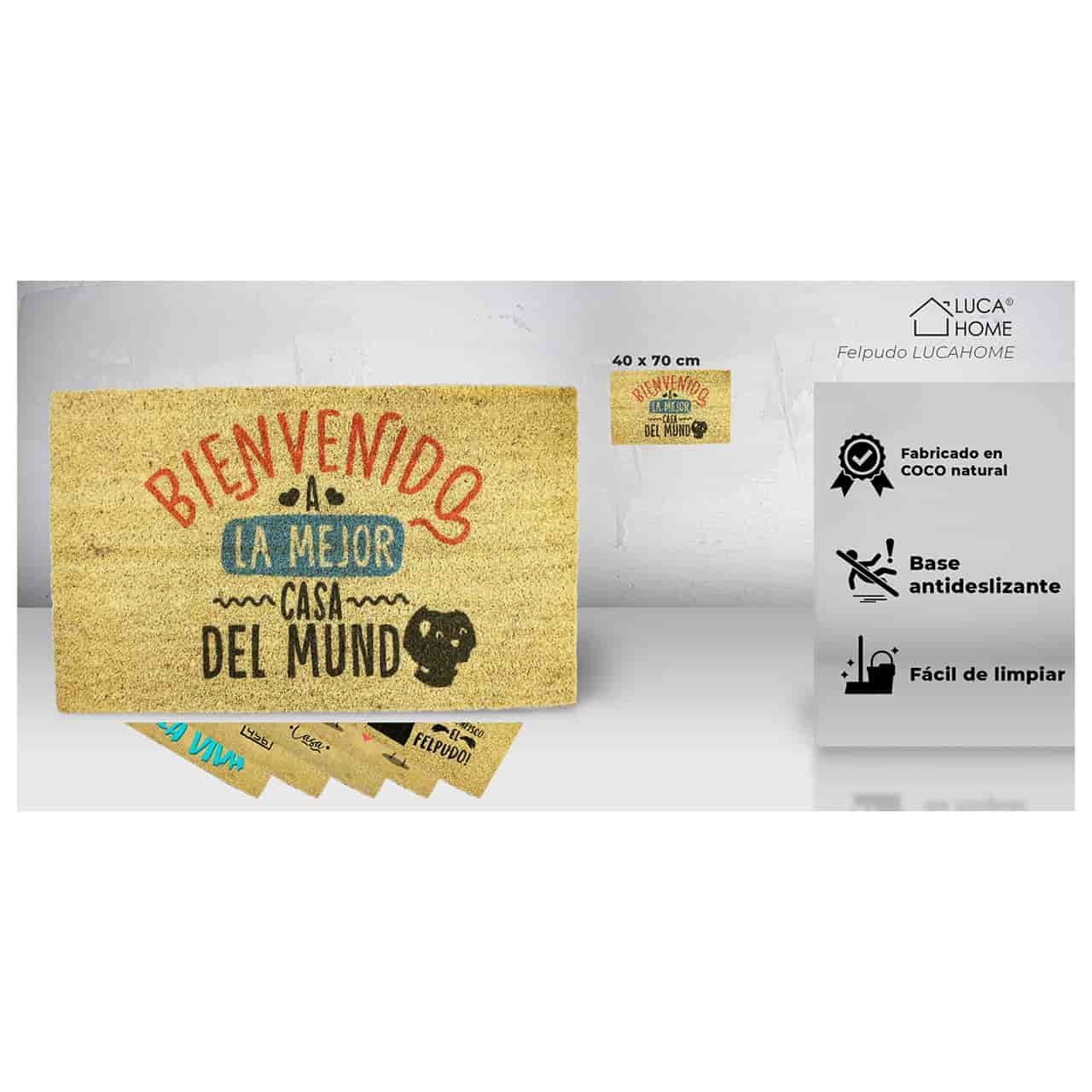 Felpudo de coco antideslizante 40x70 – mejor casa del mundo - Imagen 2