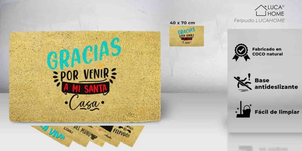 Felpudo de coco antideslizante 40x70 – Mi santa casa - Imagen 2