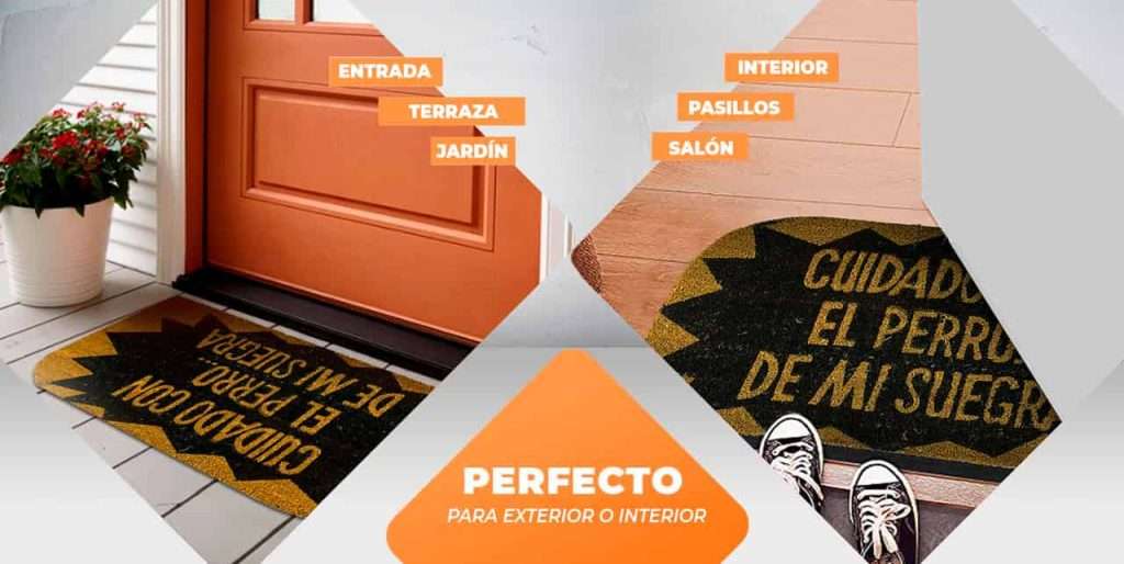 Felpudo de coco antideslizante 40x70 - Cuidado con el perro.. - Imagen 5