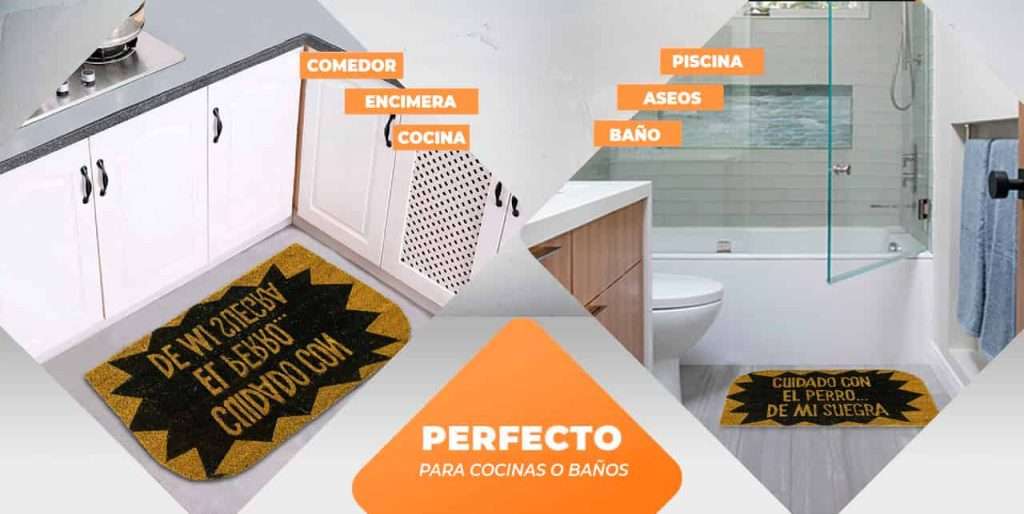 Felpudo de coco antideslizante 40x70 - Cuidado con el perro.. - Imagen 6