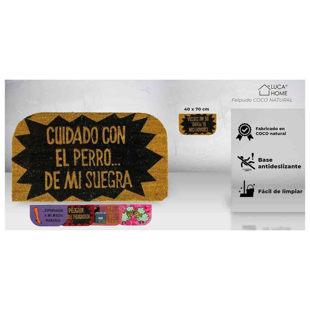 Felpudo de coco antideslizante 40x70 - Cuidado con el perro.. - Imagen 2